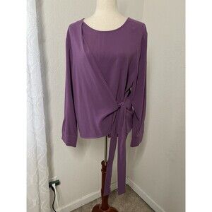 Vince Camuto Womens Purple Wrap Blouse Long Sleeve Size XL Professional Modest